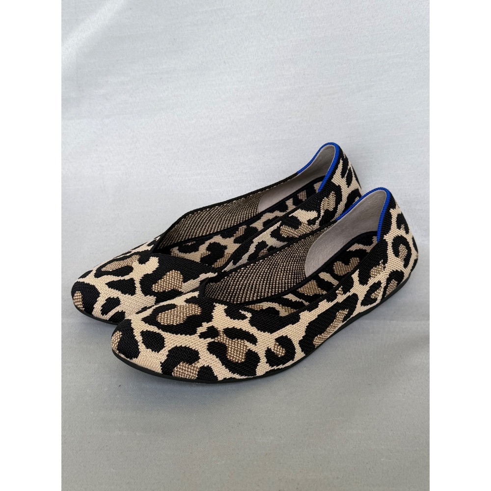Rothys The Flat Wild Cat Leopard Animal Print Knit Ballet Flats W's 11 Round Toe